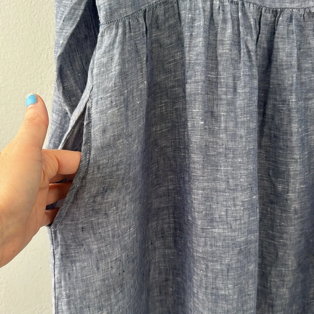WOMENS CP SHADES BLUE CHAMBRAY LINEN AMANDA MAXI DRESS~POCKETS~  M - Picture 7 of 10
